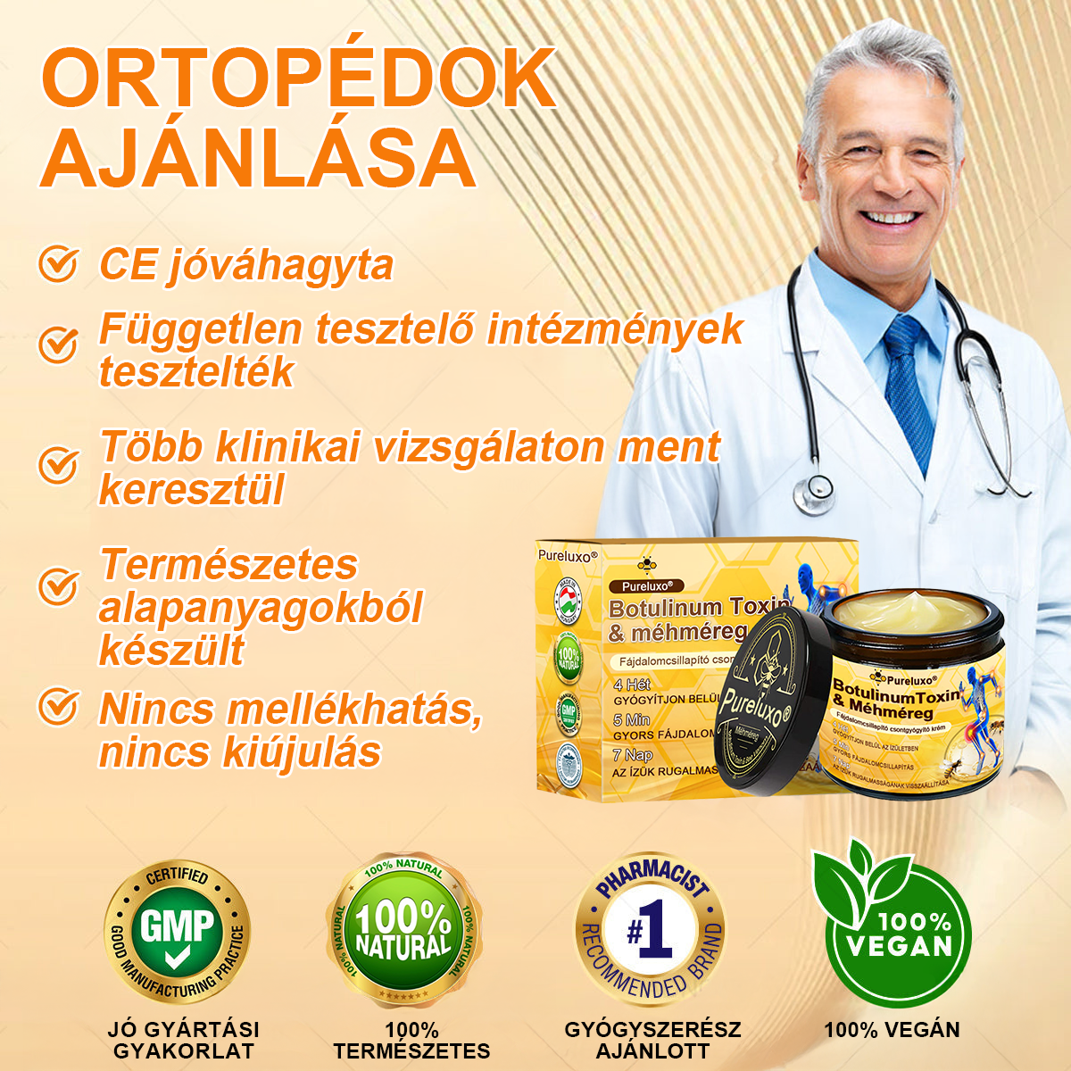 🦴Pureluxo® Botulinum Toxin és Méhméreg Fájdalomcsillapító Csontgyógyító Krém🐝 🔥(Kifejezetten időseknek & ortopéd szakorvosok ajánlásával)🐝🦴