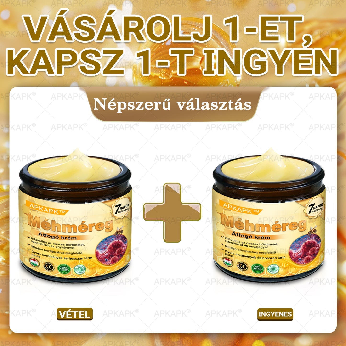 🎁🧡APKAPK®  Méhméreg krém a bőr megújítására 🐝 segít megoldani olyan bőrproblémákat, mint: ráncok, hegek, pigmentfoltok, striák, akné, pikkelysömör, ekcéma, bőrelváltozások, irritációk, gyulladások és egyéb bőrpanaszok.🧡🐝🐝