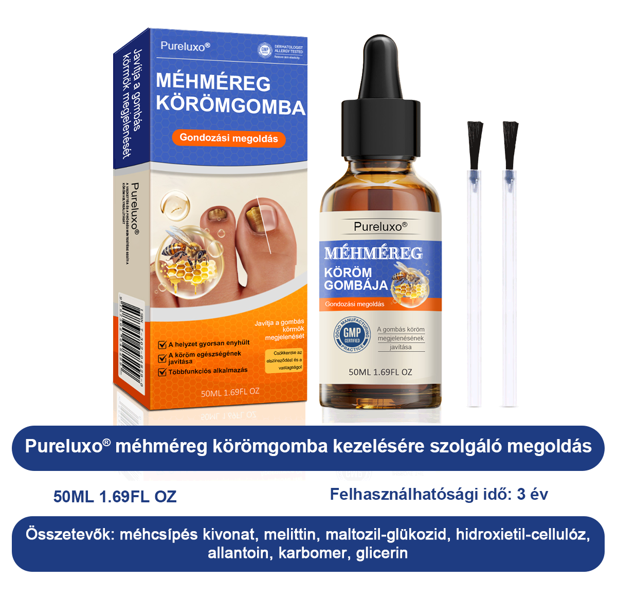 👣🐝🐝Pureluxo® Méhméreg Körömgomba Kezelőoldat: Teljes megoldás a körömgomba problémájára🌟👣👣👣👣👣