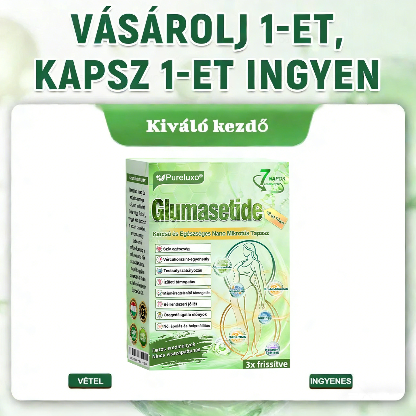 A🇭🇺Európai egészségügyi előírásoknak megfelelő · 👩‍⚕️Orvosi szakértők által ajánlott termék| 🎁 𝑷𝒖𝒓𝐞𝐿𝒖𝒙𝐨® Glumasetide 8 az 1-ben Karcsú és Egészséges Nano Mikrotűs Tapasz🔥🔥🔥
