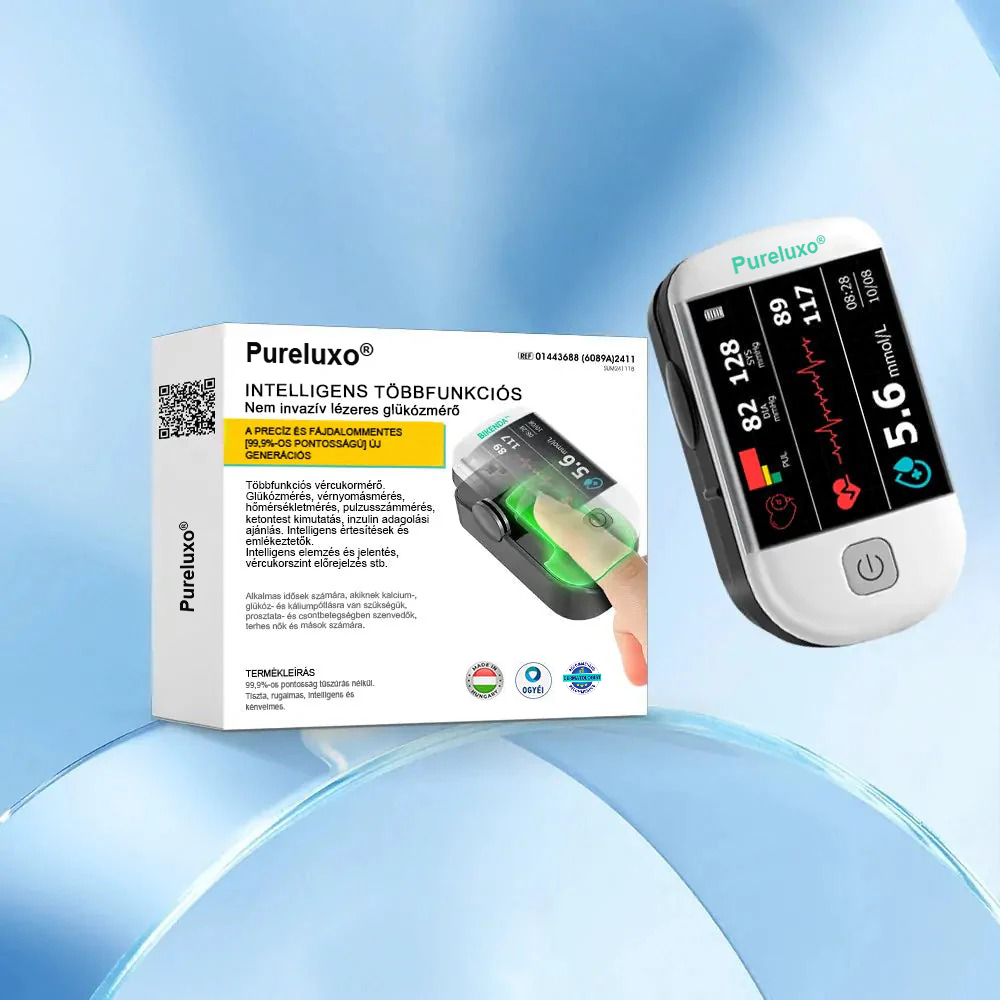 Pureluxo® következő generációs intelligens, többfunkciós, nem invazív lézeres vércukormérő 👩‍💼[99,9%-os pontosság]🍀🍀🍀