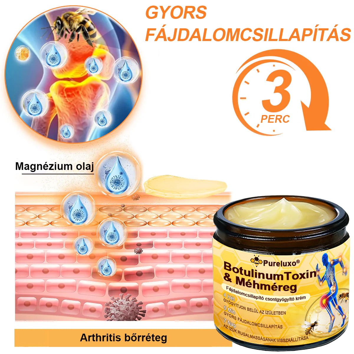 🦴Pureluxo® Botulinum Toxin és Méhméreg Fájdalomcsillapító Csontgyógyító Krém🐝 🔥(Kifejezetten időseknek & ortopéd szakorvosok ajánlásával)🦴🦴🦴