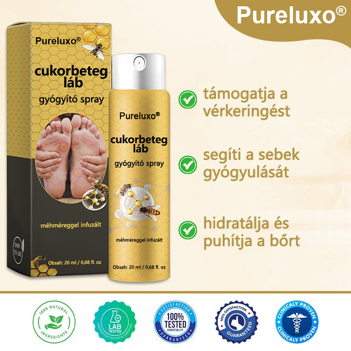 Pureluxo® méhméreg gyógyító spray a sebek gyógyulására és regenerálására a kezeken és a lábakon💰🌿🌿🌿🌿