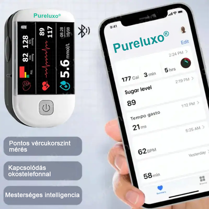 Pureluxo® következő generációs intelligens, többfunkciós, nem invazív lézeres vércukormérő 👩‍💼[99,9%-os pontosság]🍀🍀🍀