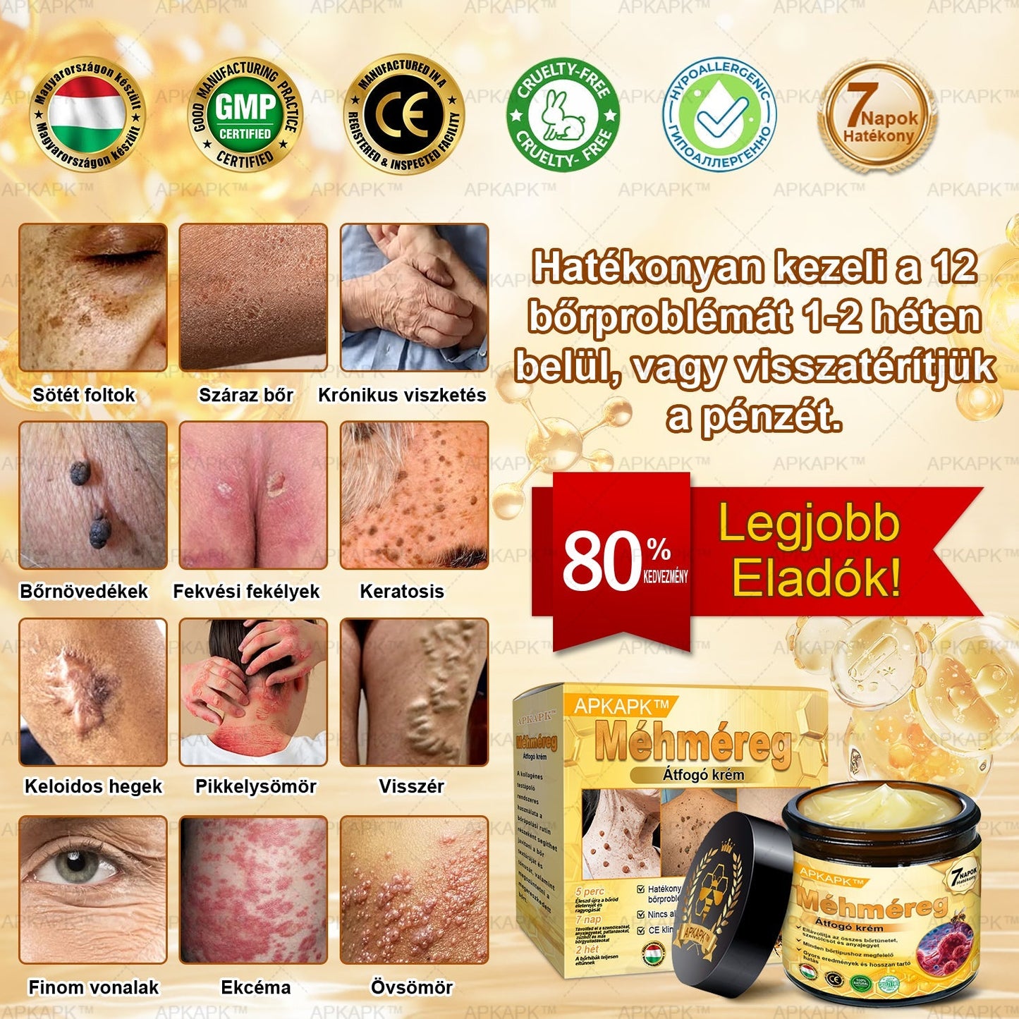 🎁🧡APKAPK®  Méhméreg krém a bőr megújítására 🐝 segít megoldani olyan bőrproblémákat, mint: ráncok, hegek, pigmentfoltok, striák, akné, pikkelysömör, ekcéma, bőrelváltozások, irritációk, gyulladások és egyéb bőrpanaszok.🧡🐝🐝