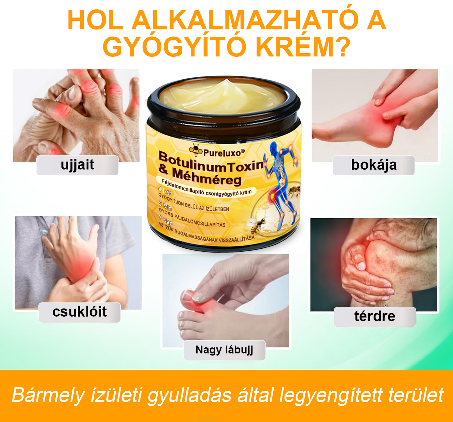 🦴Pureluxo® Botulinum Toxin és Méhméreg Fájdalomcsillapító Csontgyógyító Krém🐝 🔥(Kifejezetten időseknek & ortopéd szakorvosok ajánlásával)🦴🦴🦴